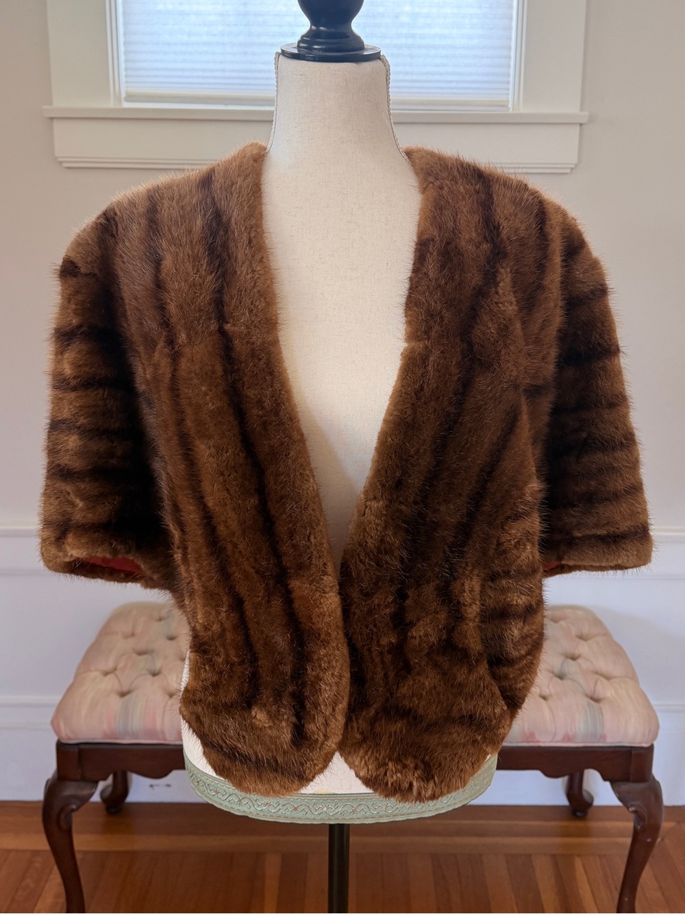 Vintage Real Brown Fur Stole Cape